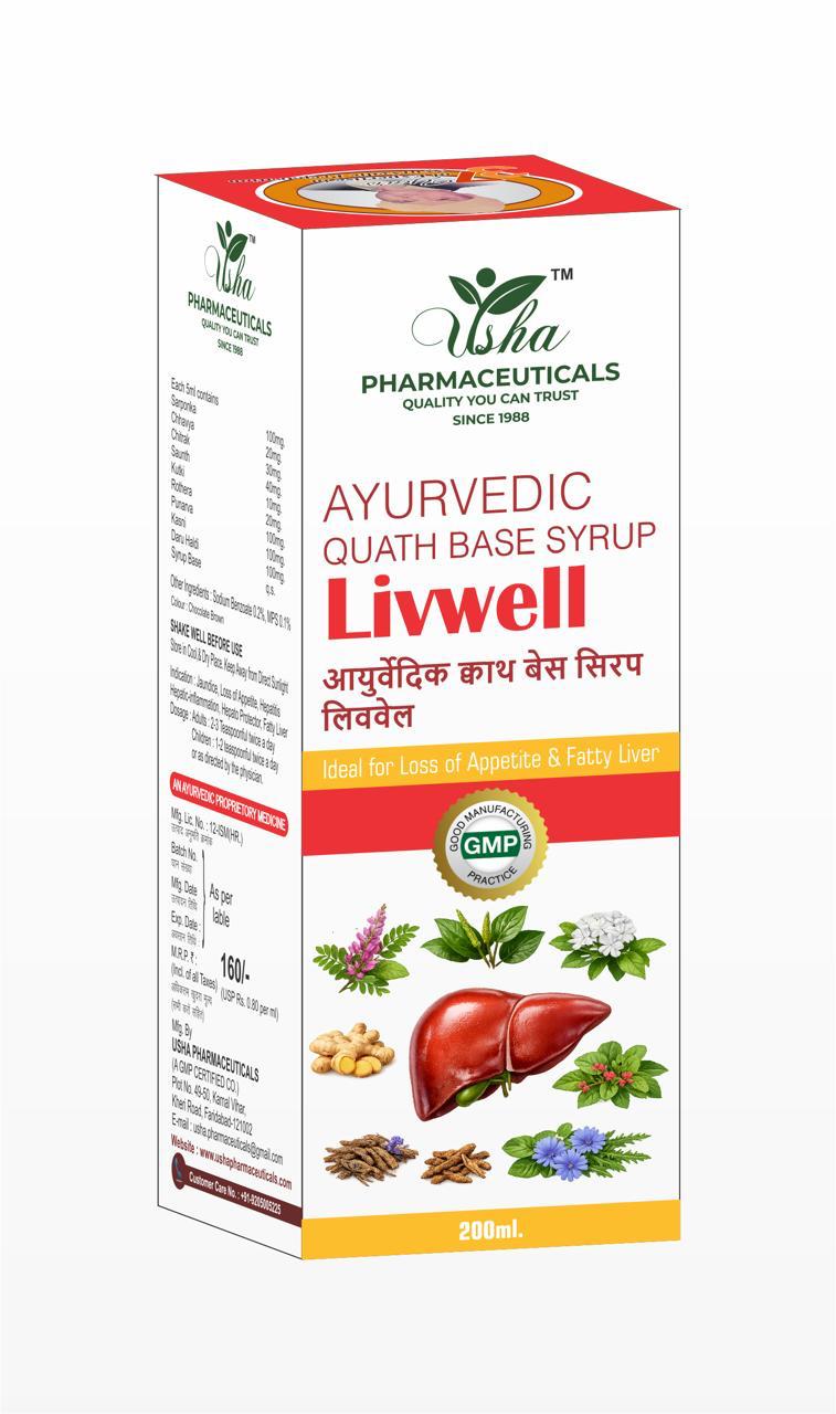 Livwell Syrup 200ml | Ayurvedic Liver Wellness Tonic | Usha Pharmaceut